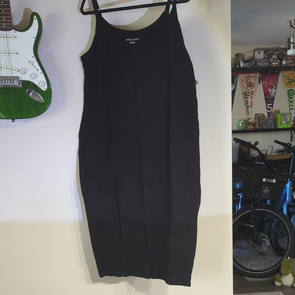 Ava & Viv Classic Black Midi Dress